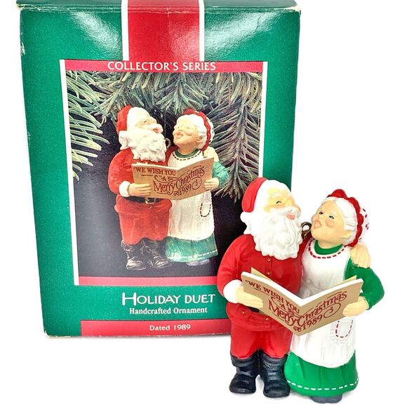 Hallmark Keepsake Ornament Christmas Tree Holiday Duet 1989 Mr & Mrs Claus w Box - Picture 1 of 11